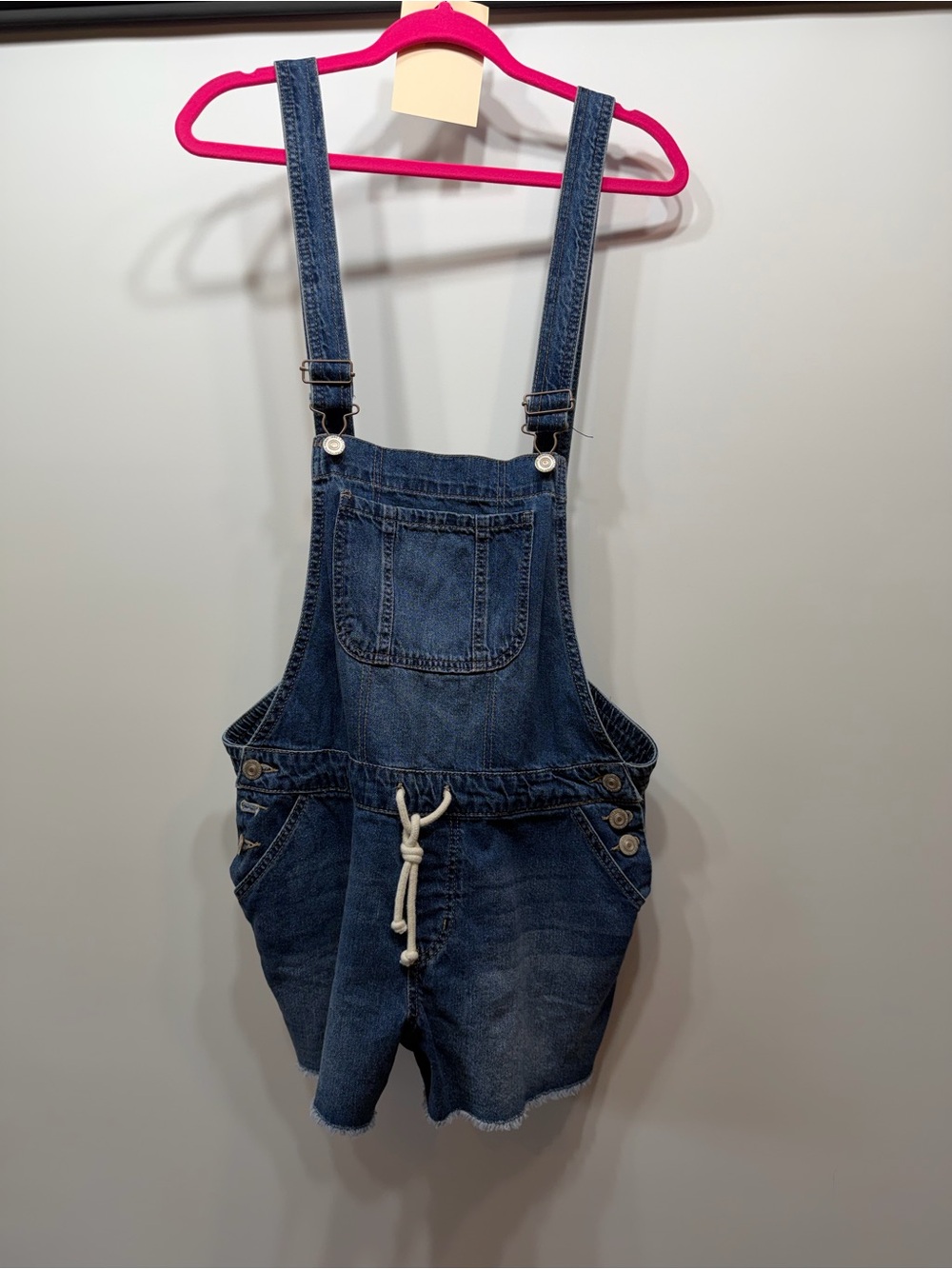 Wallflower Denim Cotton Bib Overall Shorts Size XL